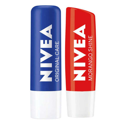 Nivea Kit Hidratante Labial Morango Shine e Original Care 2x4,8g