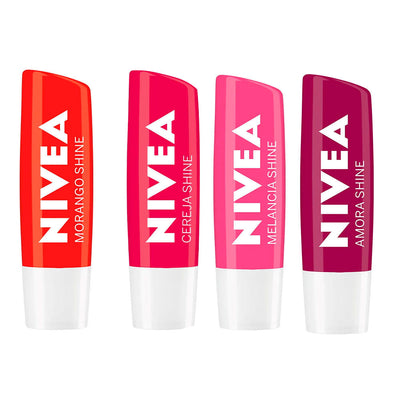 Nivea Kit Hidratante Labial Shine Morango Cereja Amora e Melancia