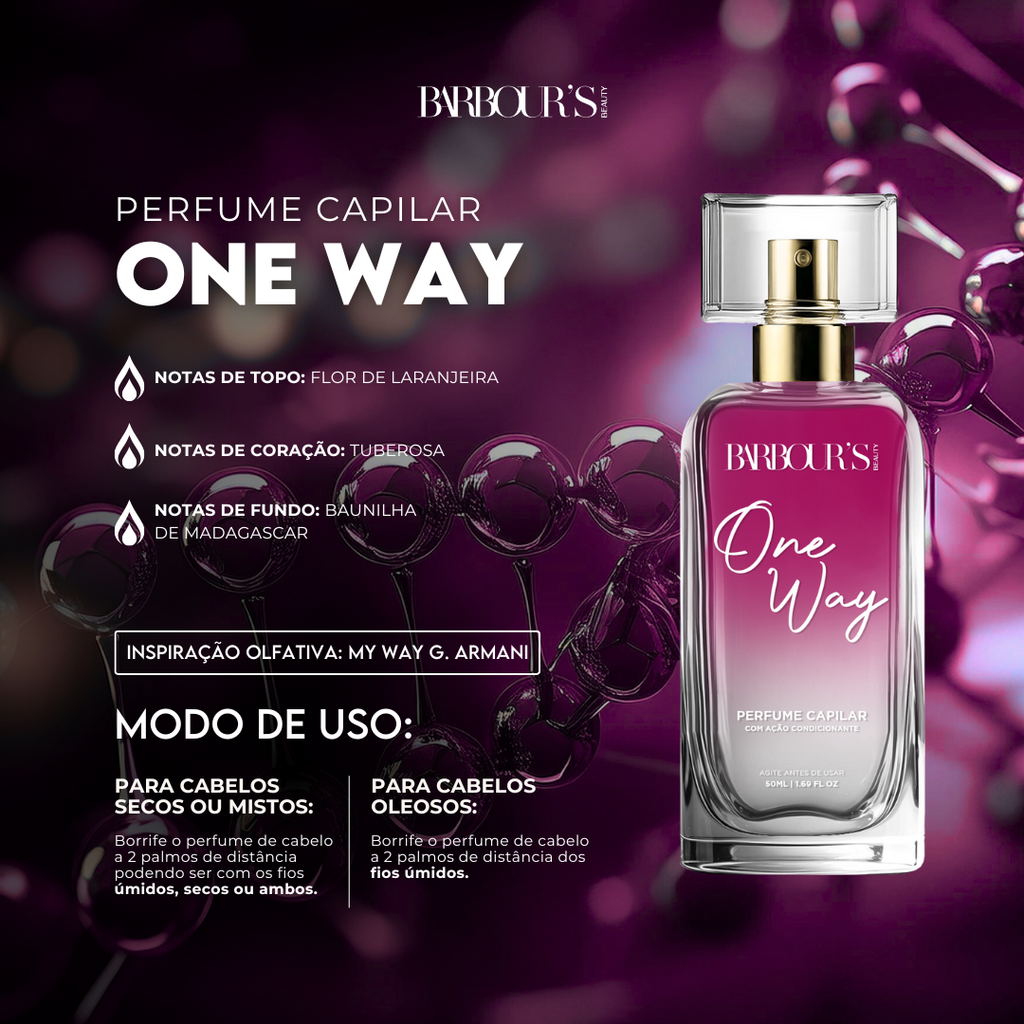Perfume para cabelo One Way / finalizador termoativo