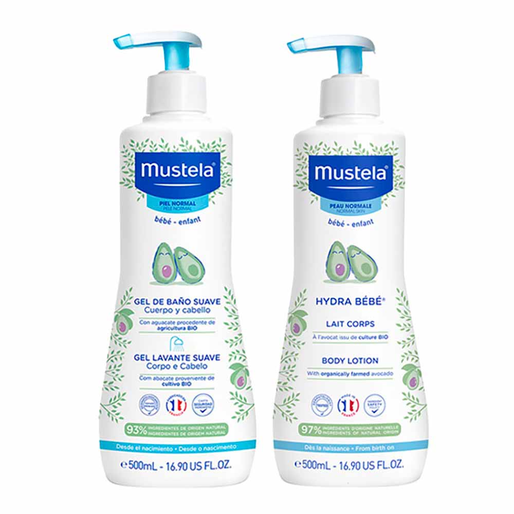 Mustela Bebê Kit Gel Lavante 500ml e Hidratante 500ml