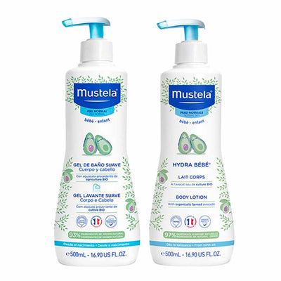 Mustela Bebê Kit Gel Lavante 500ml e Hidratante 500ml