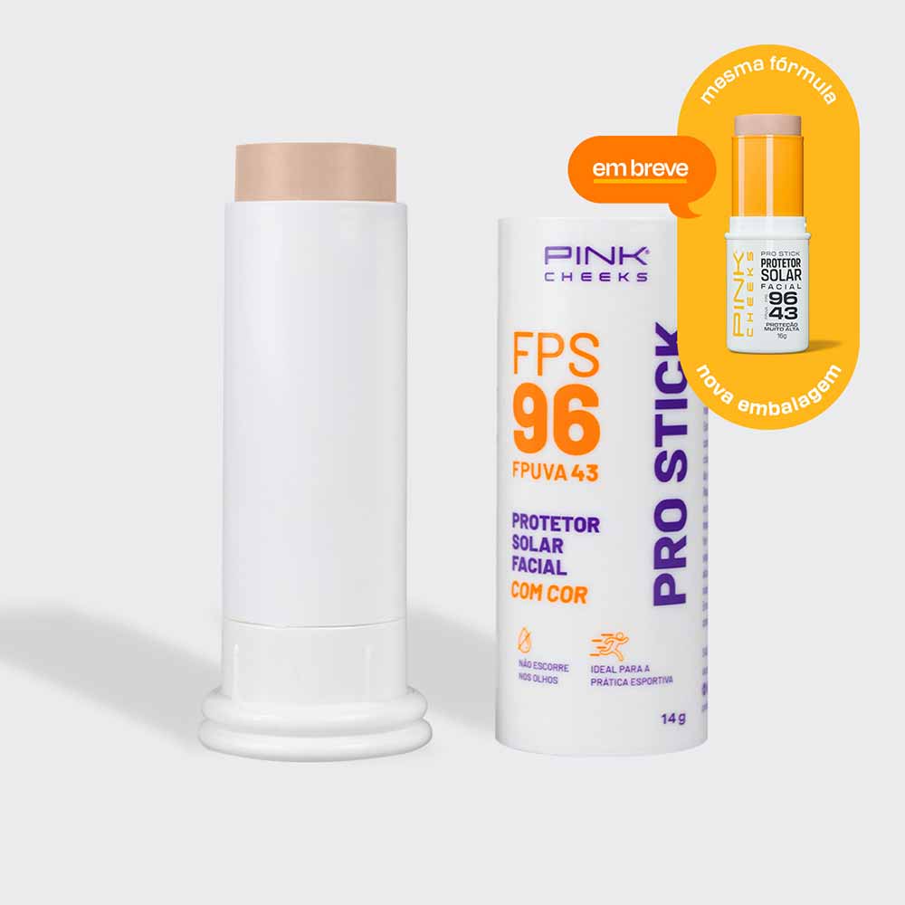 Pink Cheeks Pro Stick Protetor Solar Facial em Bastão com Cor FPS 96